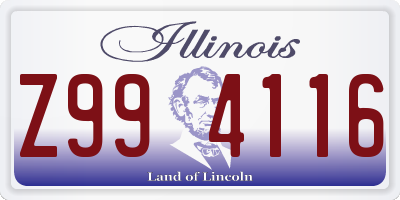 IL license plate Z994116