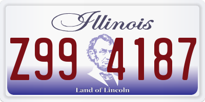 IL license plate Z994187