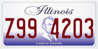 IL license plate Z994203