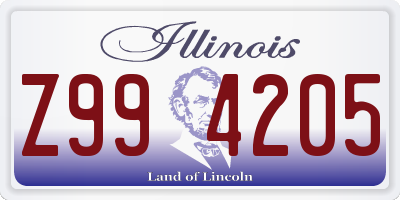 IL license plate Z994205