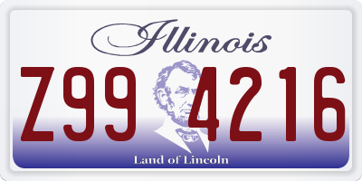 IL license plate Z994216