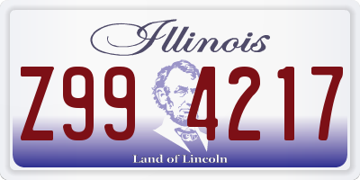 IL license plate Z994217