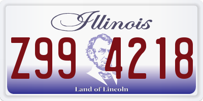 IL license plate Z994218