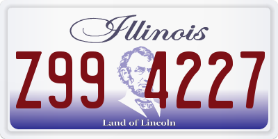 IL license plate Z994227