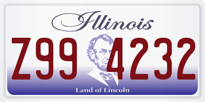 IL license plate Z994232