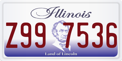 IL license plate Z997536