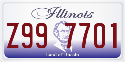 IL license plate Z997701