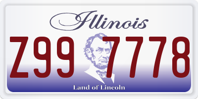 IL license plate Z997778