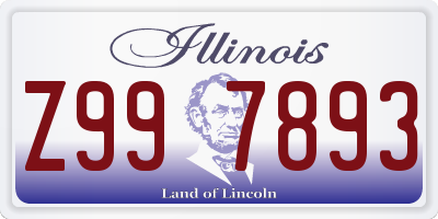 IL license plate Z997893