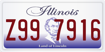 IL license plate Z997916