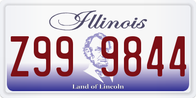 IL license plate Z999844