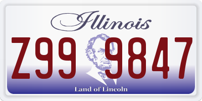 IL license plate Z999847