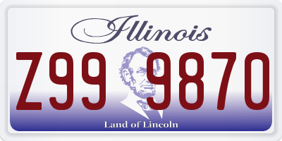 IL license plate Z999870