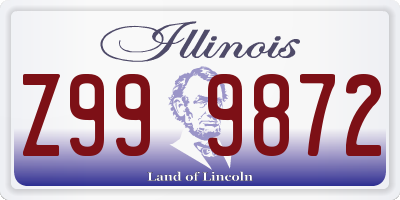 IL license plate Z999872