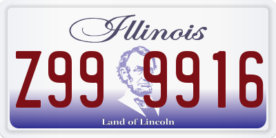 IL license plate Z999916