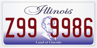 IL license plate Z999986