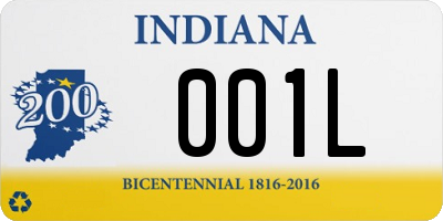 IN license plate 001L