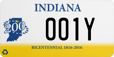 IN license plate 001Y
