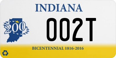 IN license plate 002T