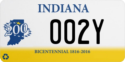 IN license plate 002Y