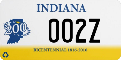 IN license plate 002Z