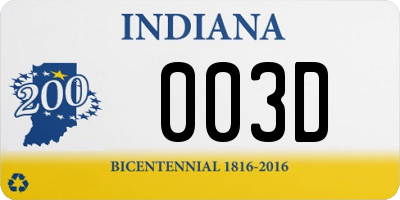 IN license plate 003D