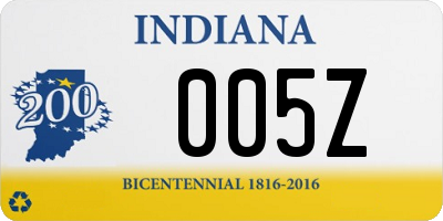 IN license plate 005Z