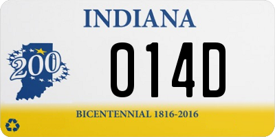 IN license plate 014D