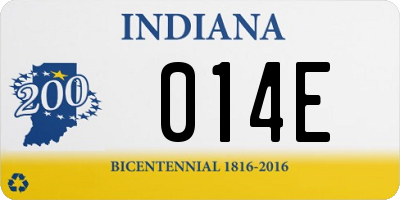 IN license plate 014E