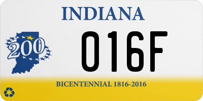 IN license plate 016F
