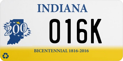 IN license plate 016K