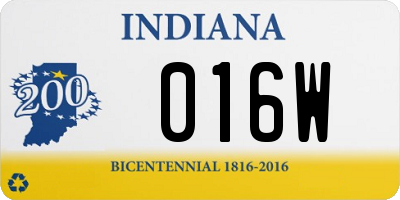 IN license plate 016W