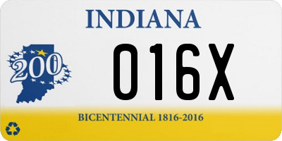 IN license plate 016X