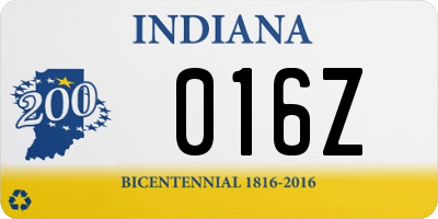 IN license plate 016Z