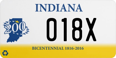 IN license plate 018X