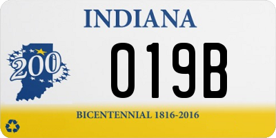 IN license plate 019B