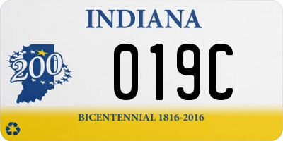 IN license plate 019C