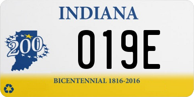 IN license plate 019E