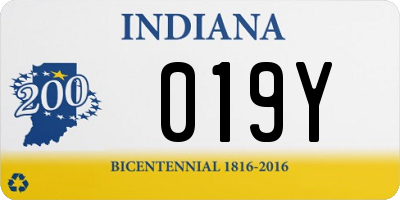 IN license plate 019Y