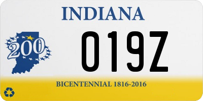 IN license plate 019Z