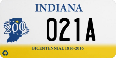 IN license plate 021A