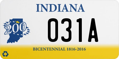 IN license plate 031A