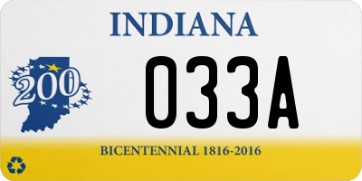IN license plate 033A