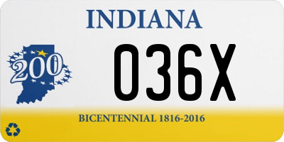 IN license plate 036X