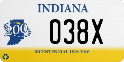 IN license plate 038X