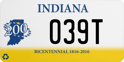 IN license plate 039T