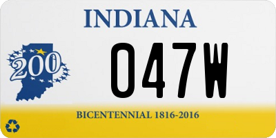 IN license plate 047W