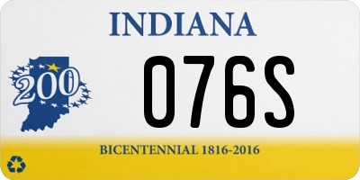 IN license plate 076S