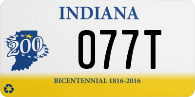 IN license plate 077T