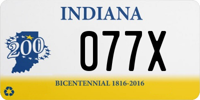 IN license plate 077X